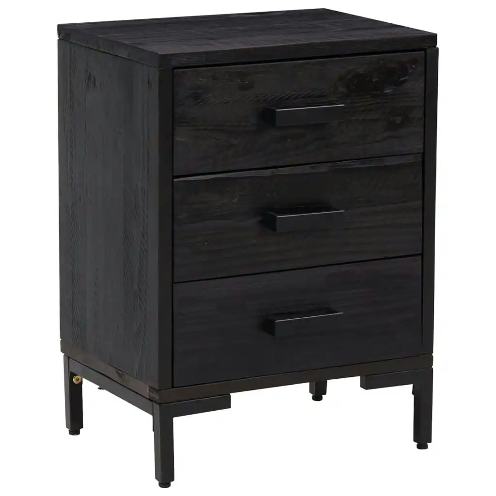 Bedside Cabinet Black 40x30x55 cm Solid Pinewood 349914