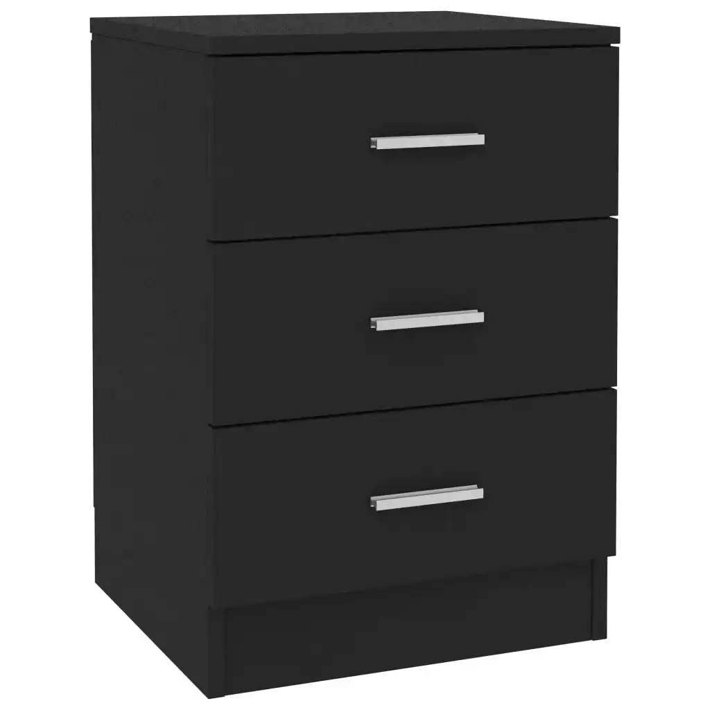 Bedside Cabinet Black 38x35x56 cm Engineered Wood 800452