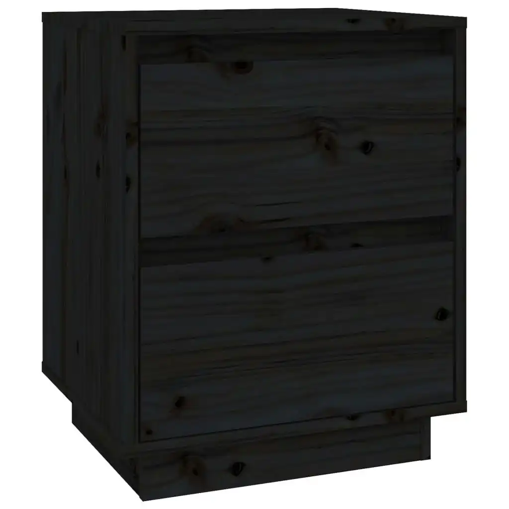 Bedside Cabinet Black 40x35x50 cm Solid Wood Pine 813323