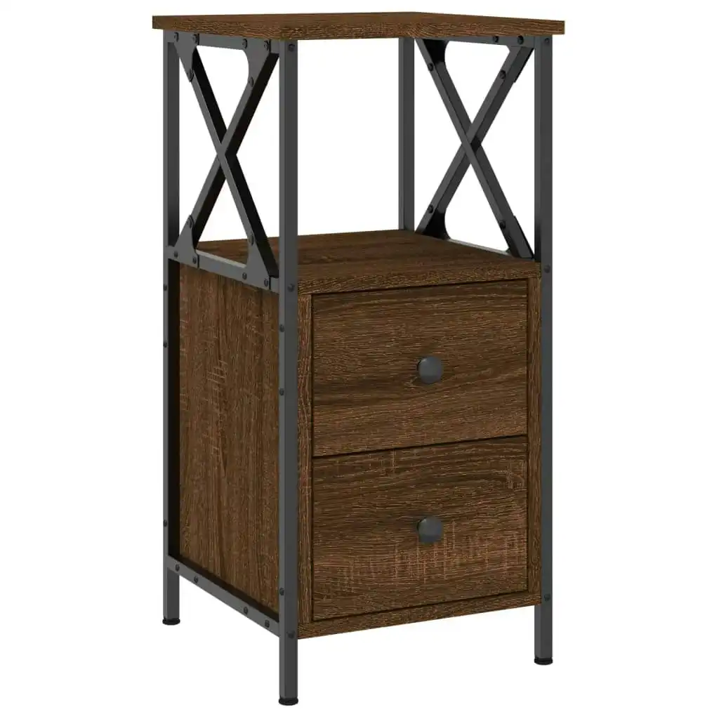 Bedside Cabinet Brown Oak 34x35.5x70 cm Engineered Wood 825951