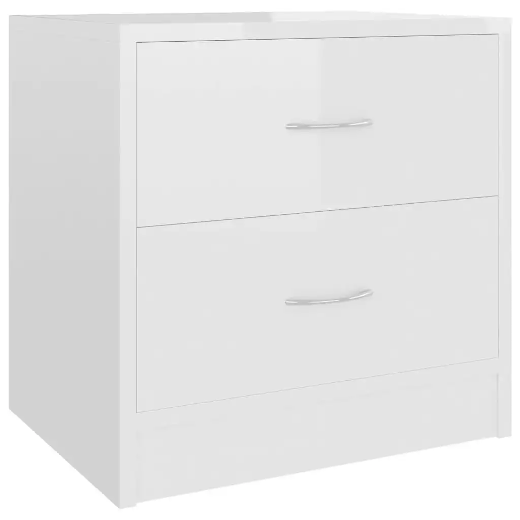 Bedside Cabinet High Gloss White 40x30x40 cm Engineered Wood 801047