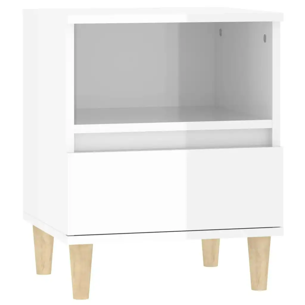 Bedside Cabinet High Gloss White 40x35x50 cm 821798