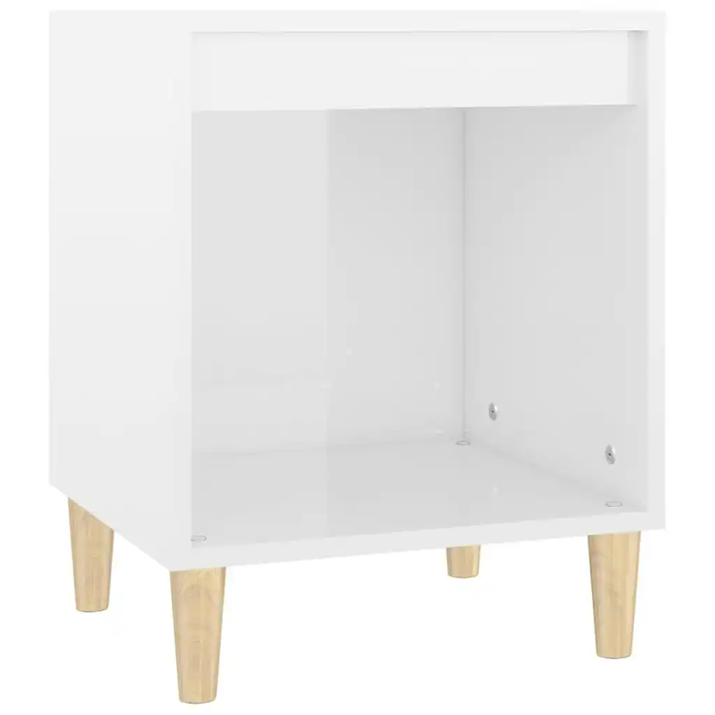 Bedside Cabinet High Gloss White 40x35x50 cm Engineered Wood 821862