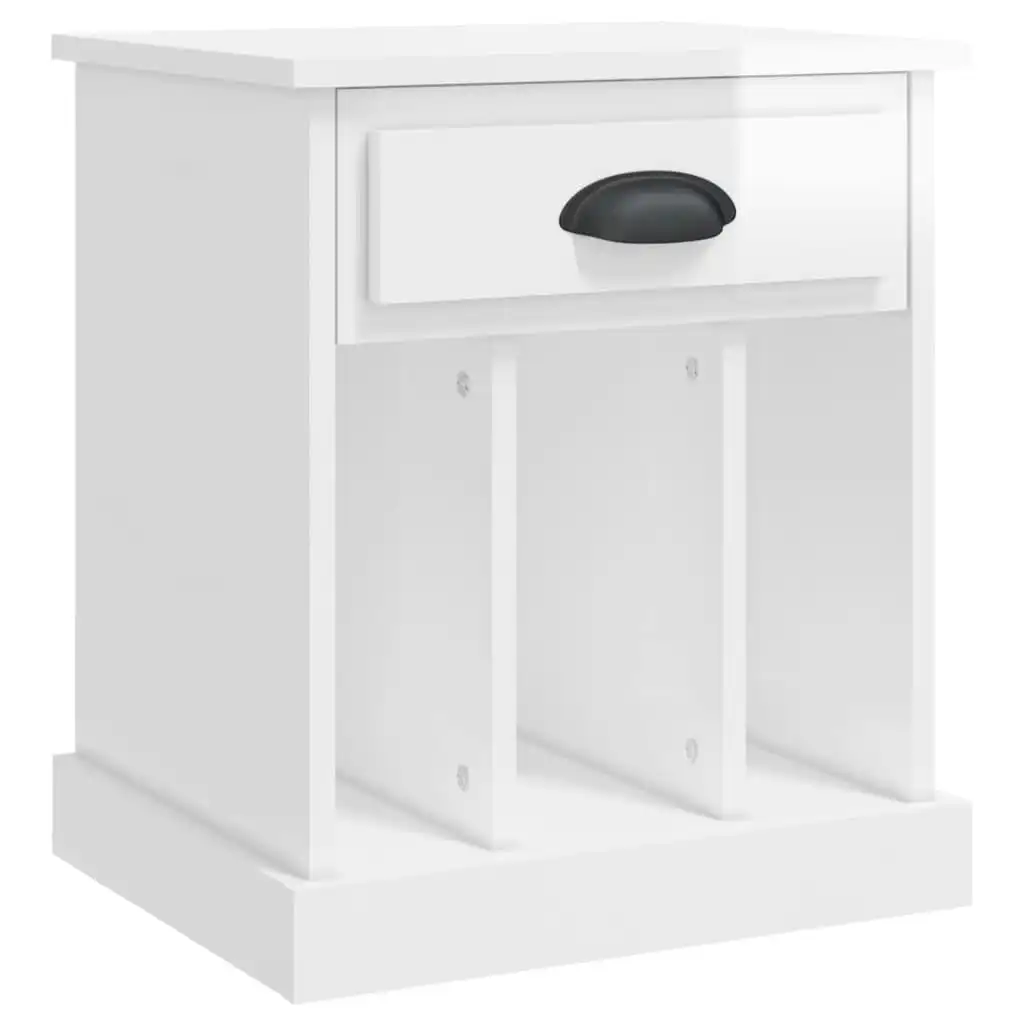 Bedside Cabinet High Gloss White 43x36x50 cm 816348