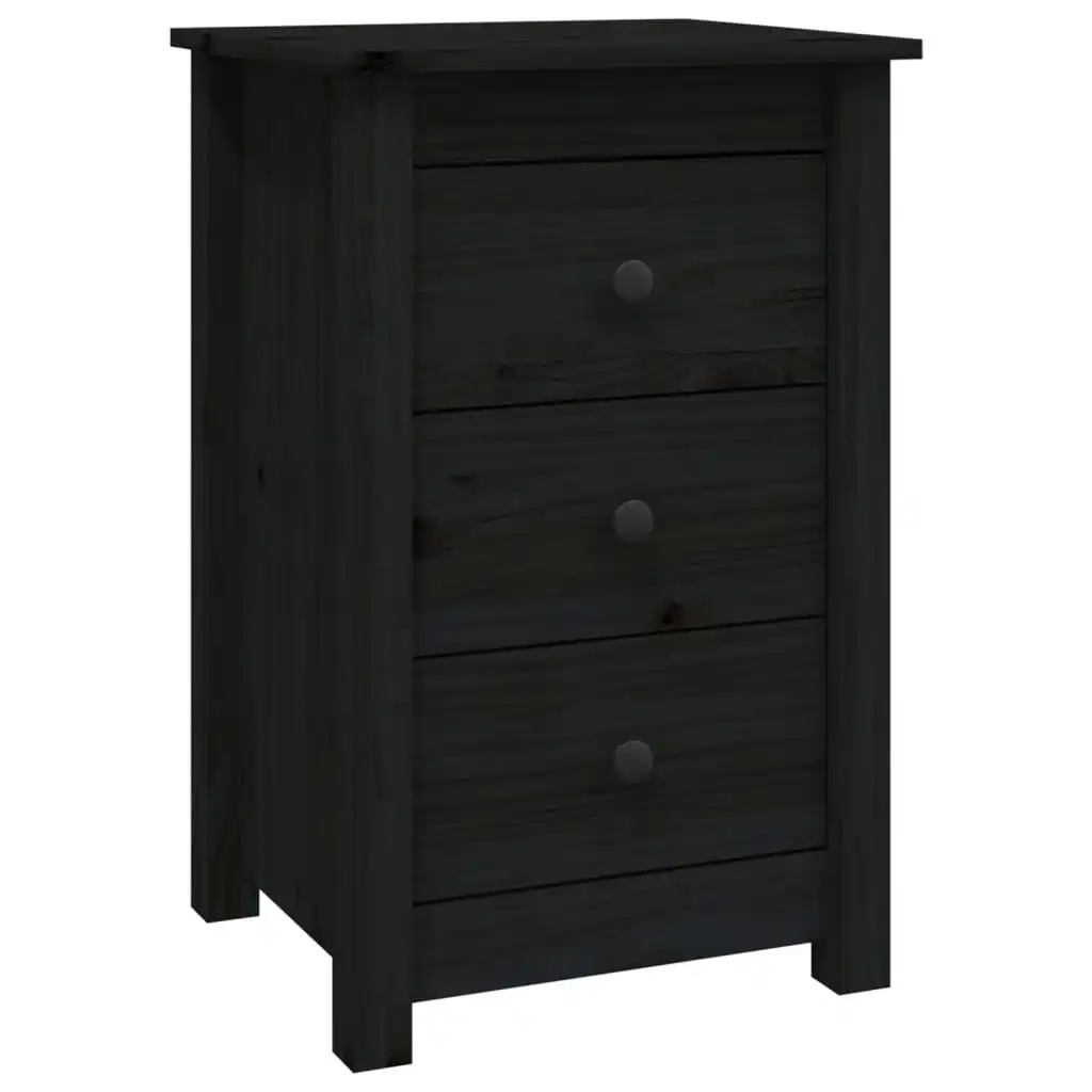 Bedside Cabinet Black 40x35x61.5 cm Solid Wood Pine 813707