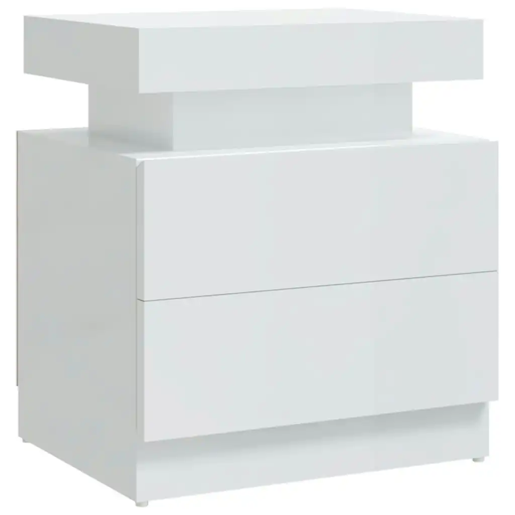 Bedside Cabinet High Gloss White 45x35x52 cm Engineered Wood 326855