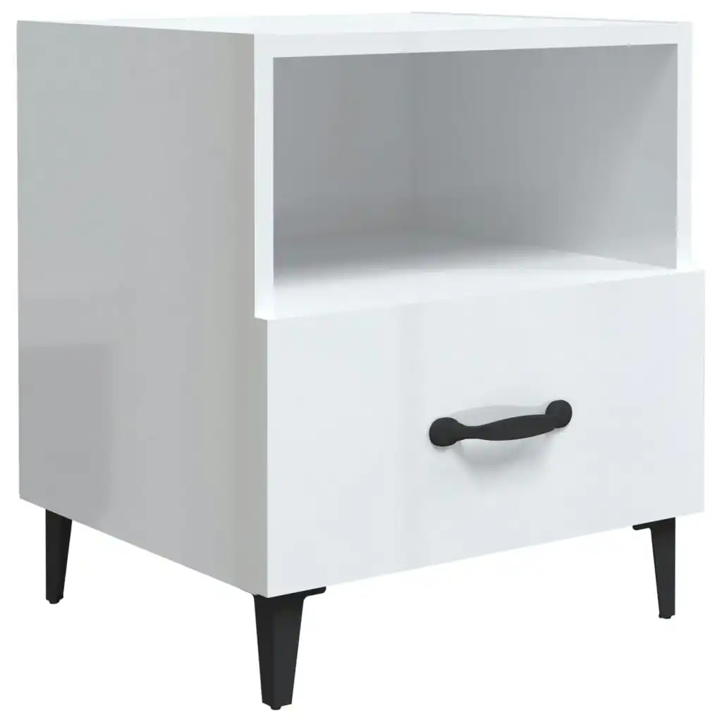 Bedside Cabinet High Gloss White Engineered Wood 812036