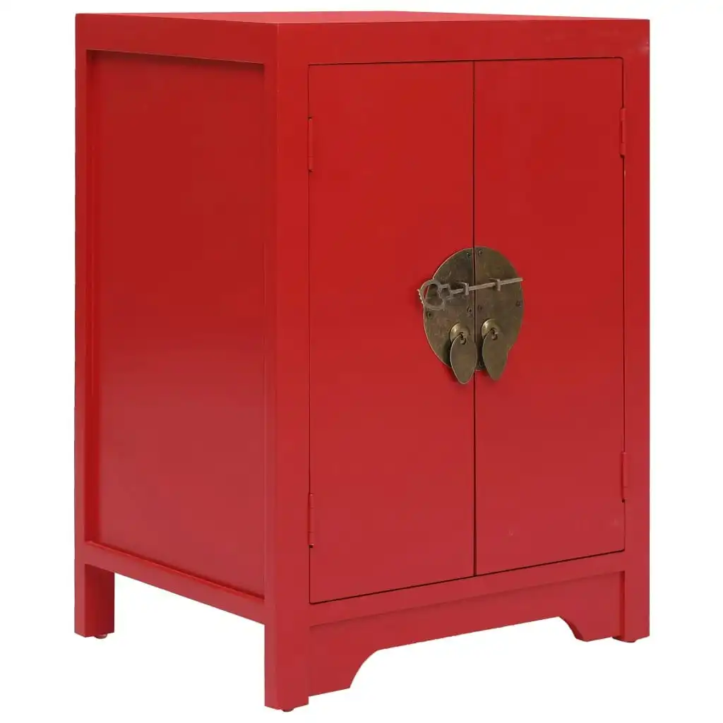 Bedside Cabinet Red 38x28x52 cm Paulownia Wood 284074