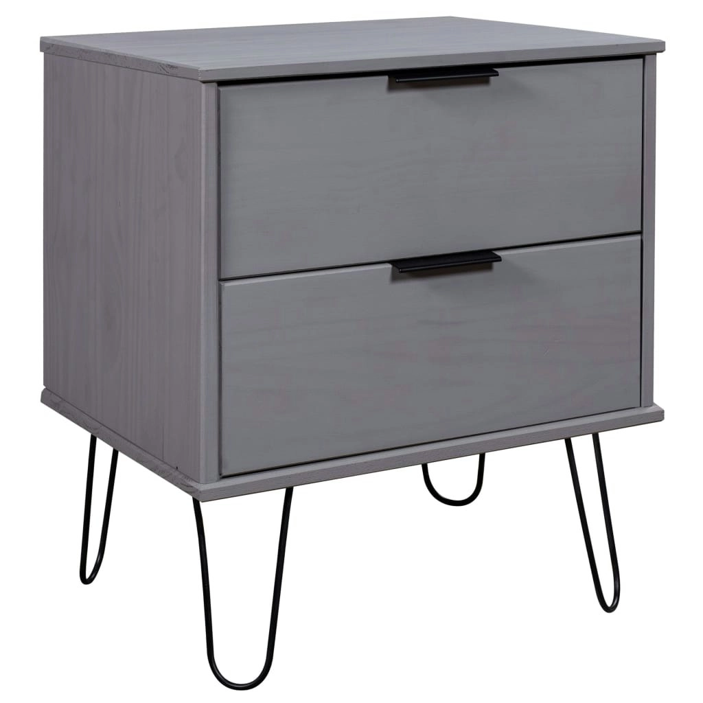 Bedside Cabinet Grey 45x39.5x57 cm Solid Pine Wood 321118