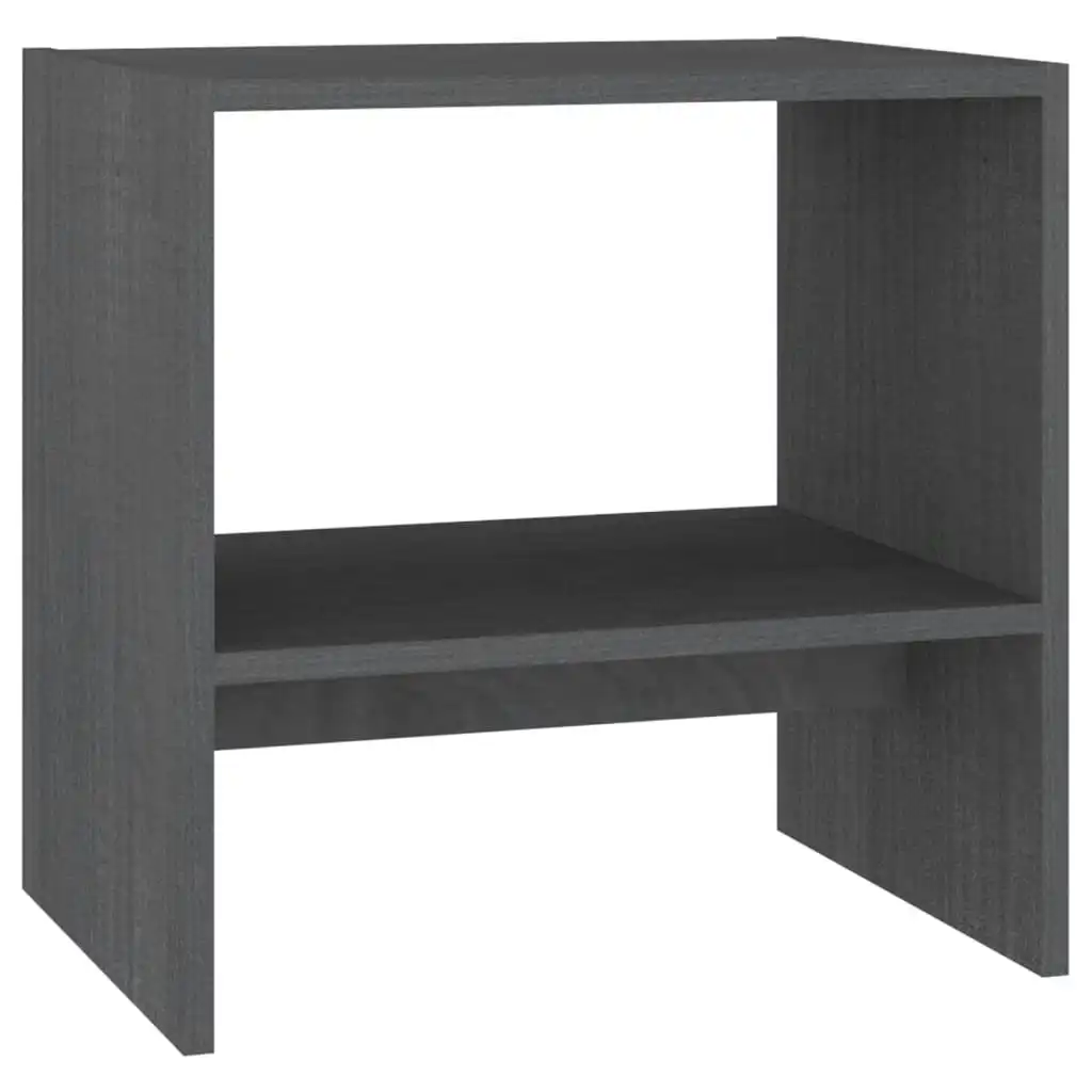 Bedside Cabinet Grey 40x30.5x40 cm Solid Pinewood 808057