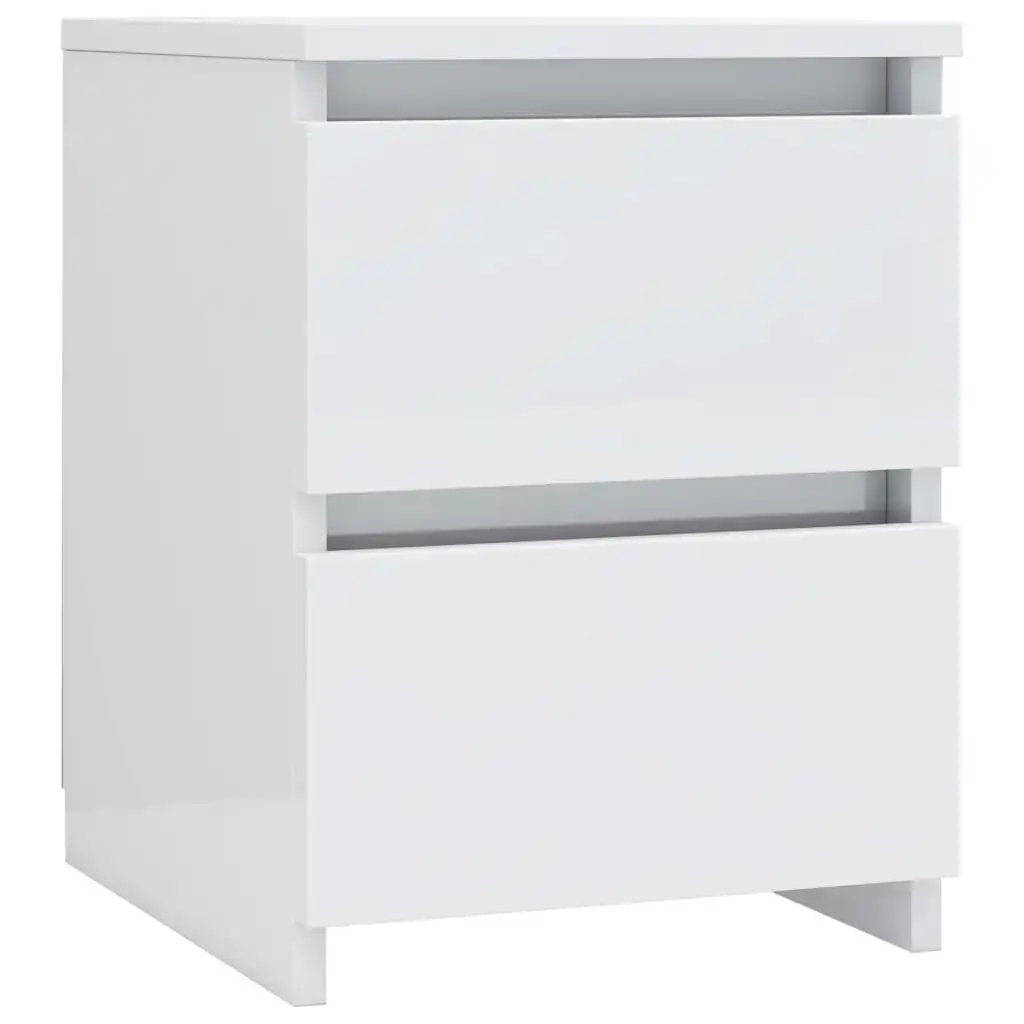 Bedside Cabinet High Gloss White 30x30x40 cm Engineered Wood 800525