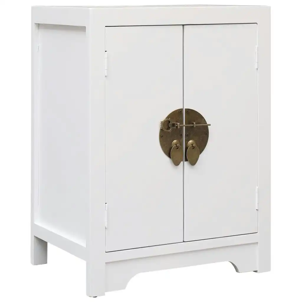 Bedside Cabinet White 38x28x52 cm Paulownia Wood 284073