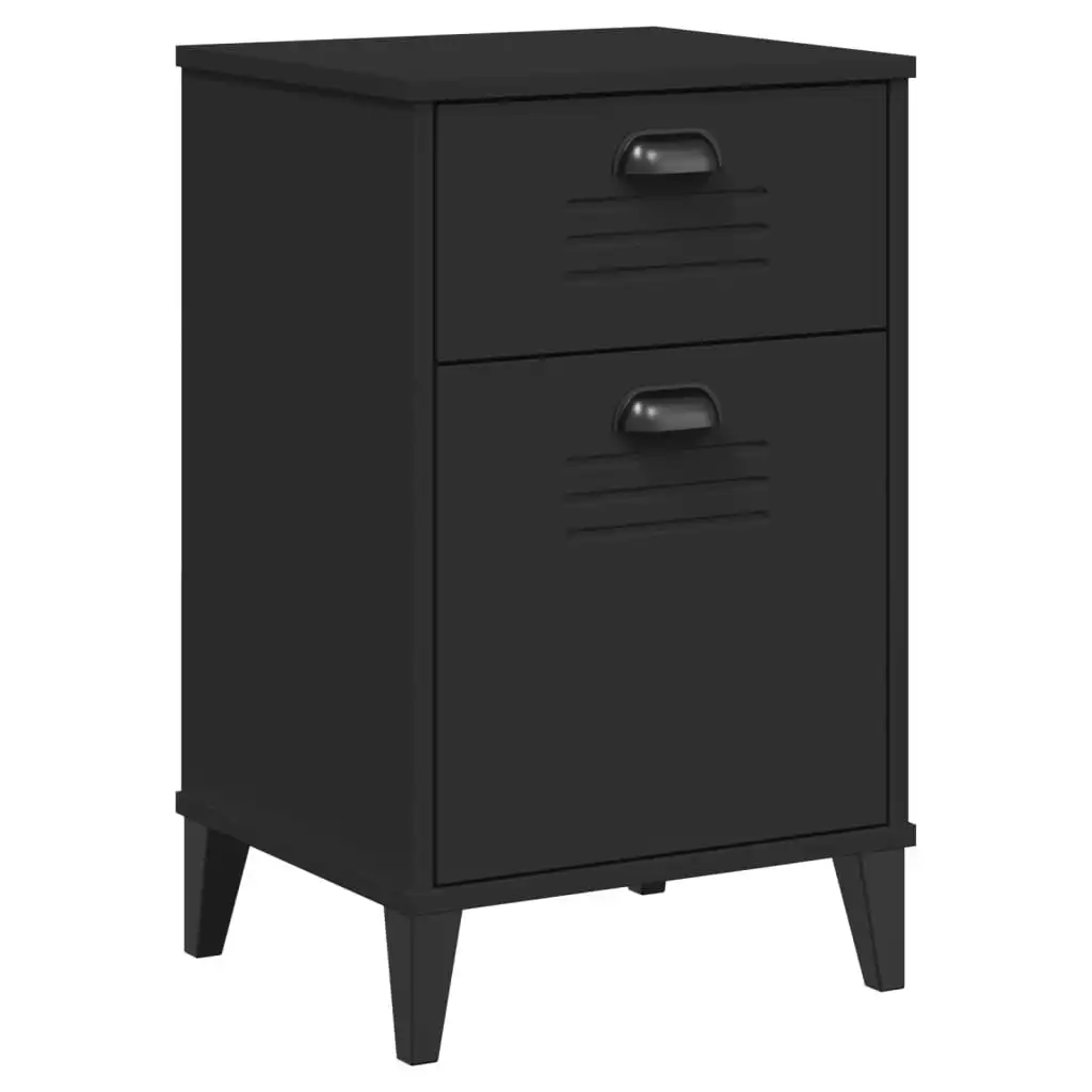 Bedside Cabinet VIKEN Black Solid Wood Pine 374915