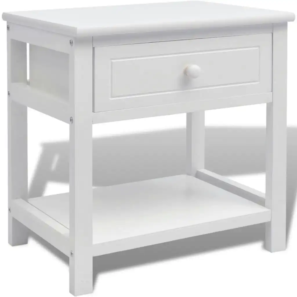 Bedside Cabinet Wood White 242870