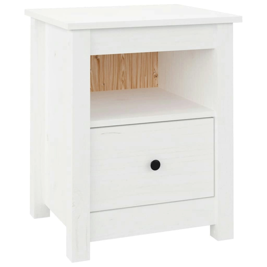 Bedside Cabinet White 40x35x49 cm Solid Wood Pine 813711