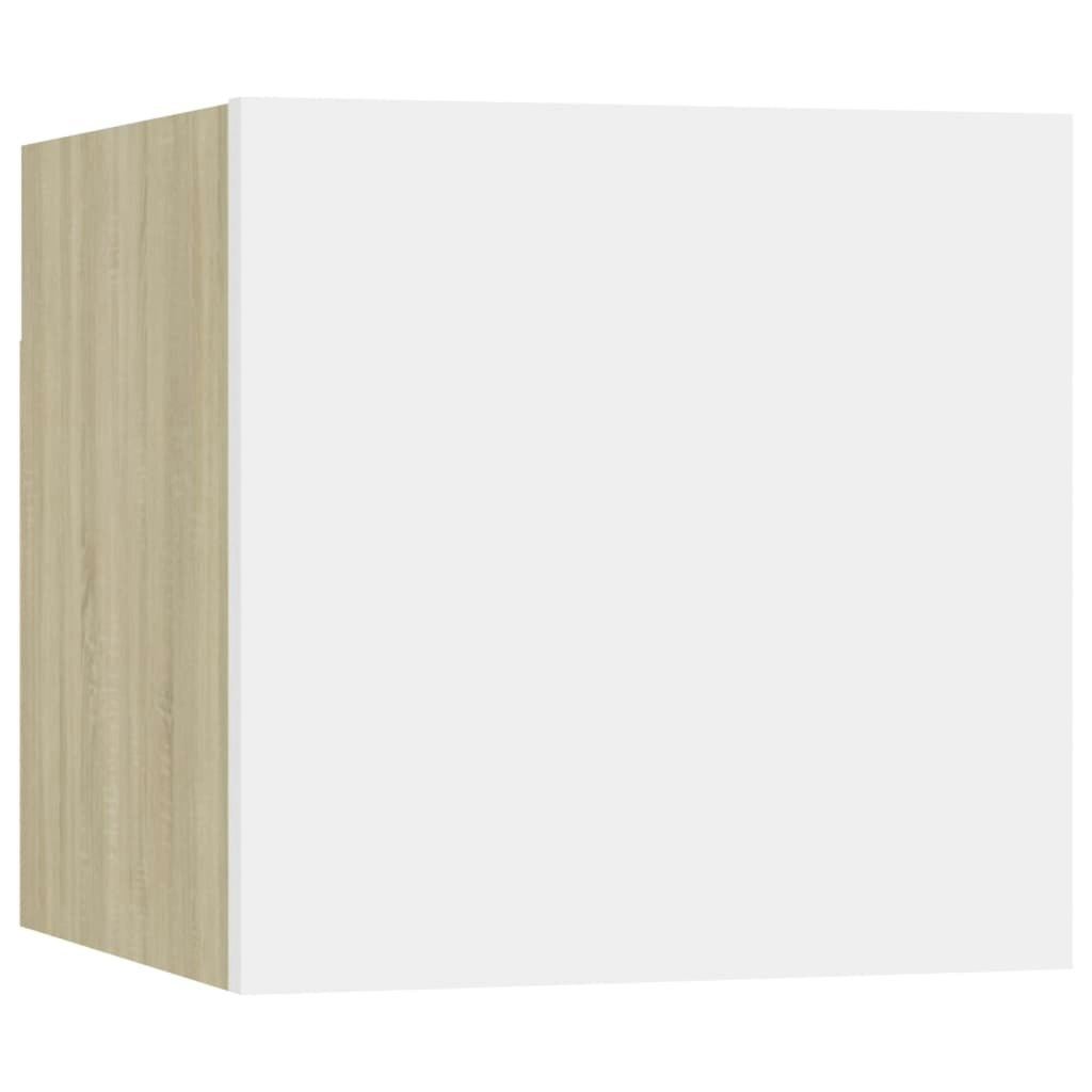 Bedside Cabinet White and Sonoma Oak 30.5x30x30 cm Engineered Wood 3079721