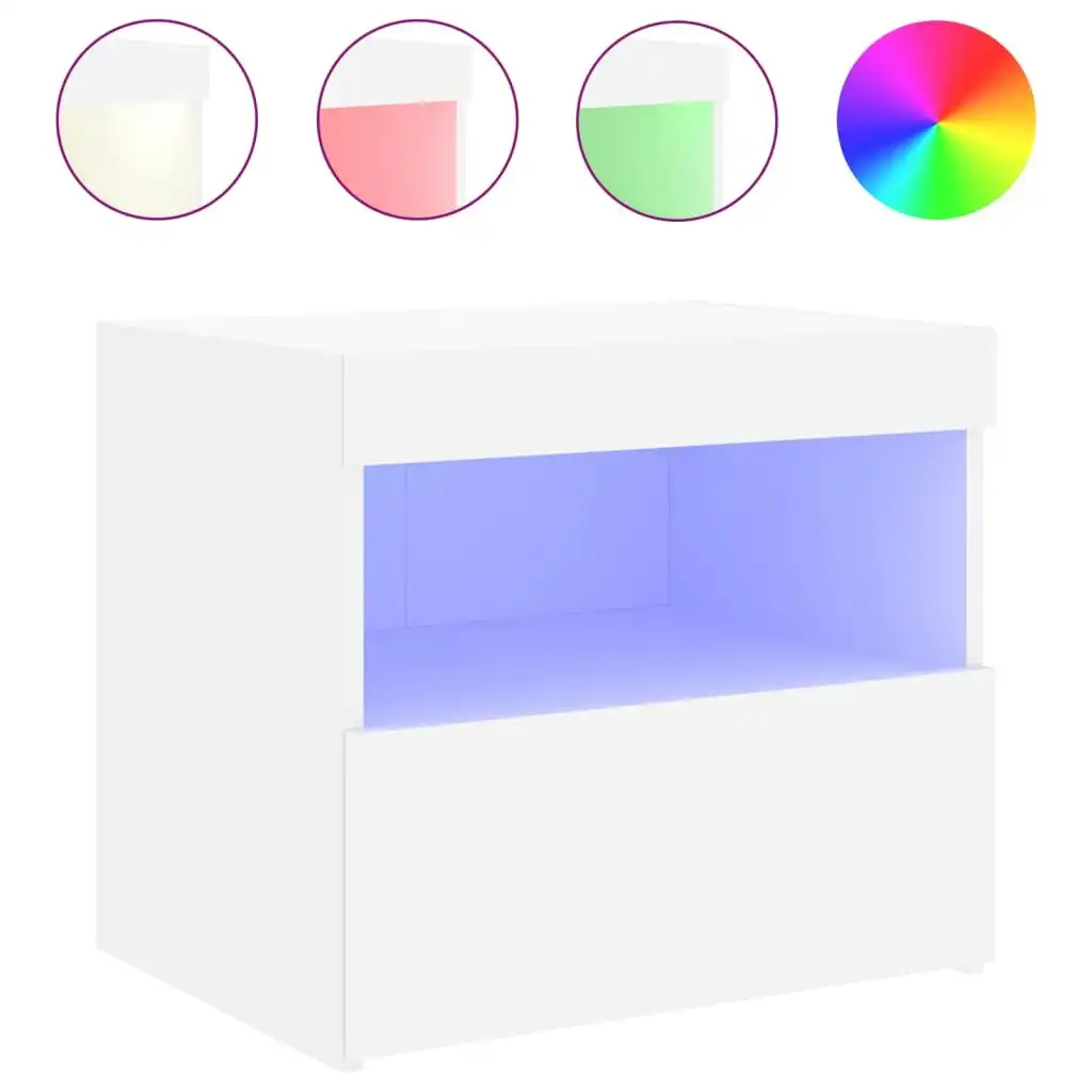 Bedside Cabinet with LED Lights White 50x40x45 cm 836763