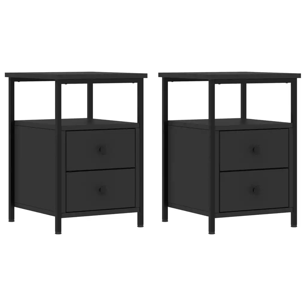 Bedside Cabinets 2 pcs Black 34x35.5x50 cm Engineered Wood 826014