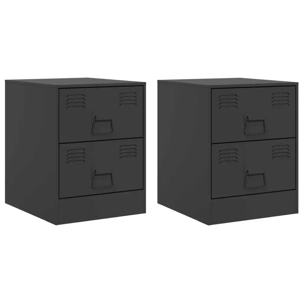 Bedside Cabinets 2 pcs Black 34.5x39x44 cm Steel 841620