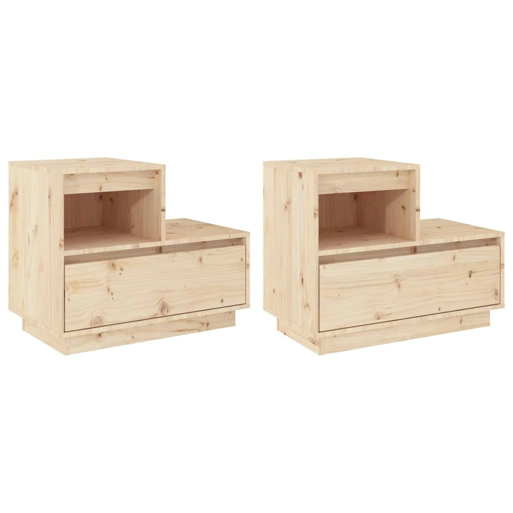 Bedside Cabinets 2 pcs 60x34x51 cm Solid Wood Pine 814375