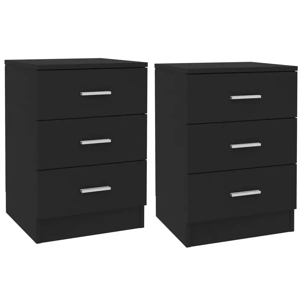 Bedside Cabinets 2 pcs Black 38x35x56 cm Engineered Wood 800453