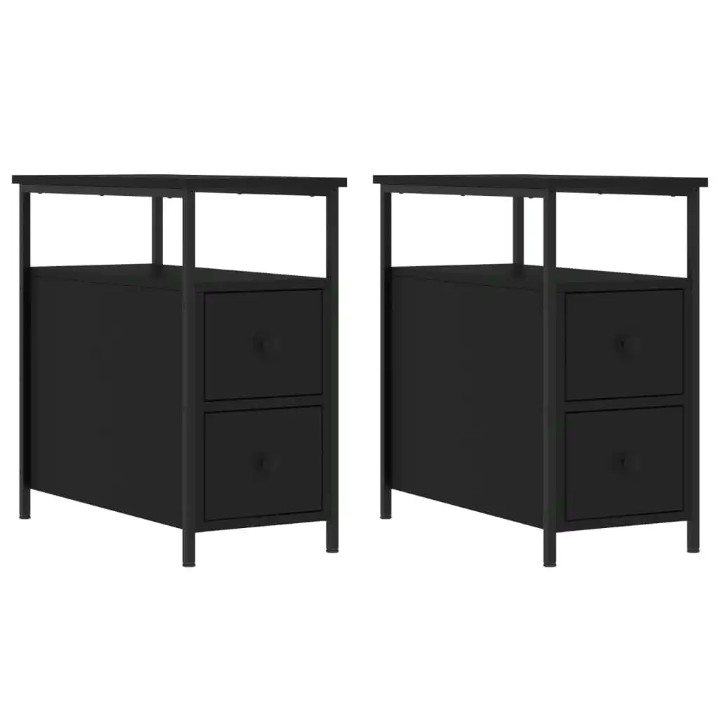 Bedside Cabinets 2 pcs Black 30x60x60 cm Engineered Wood 826064