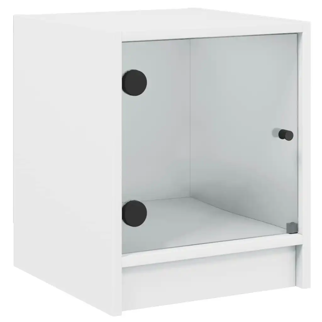 Bedside Cabinet with Glass Door White 35x37x42 cm 836343