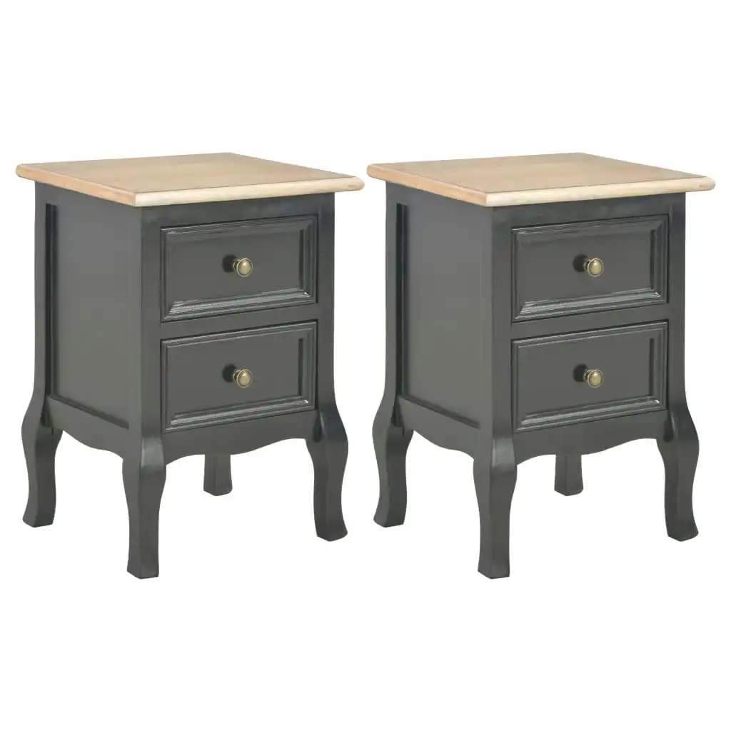 Bedside Cabinets 2 pcs Black 35x30x49 cm MDF 280041