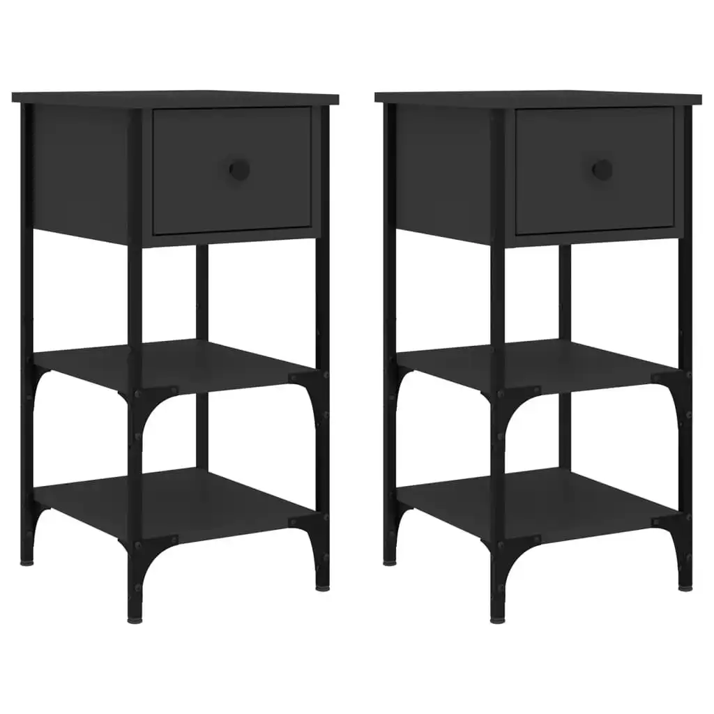 Bedside Cabinets 2 pcs Black 34x36x70 cm Engineered Wood 825974