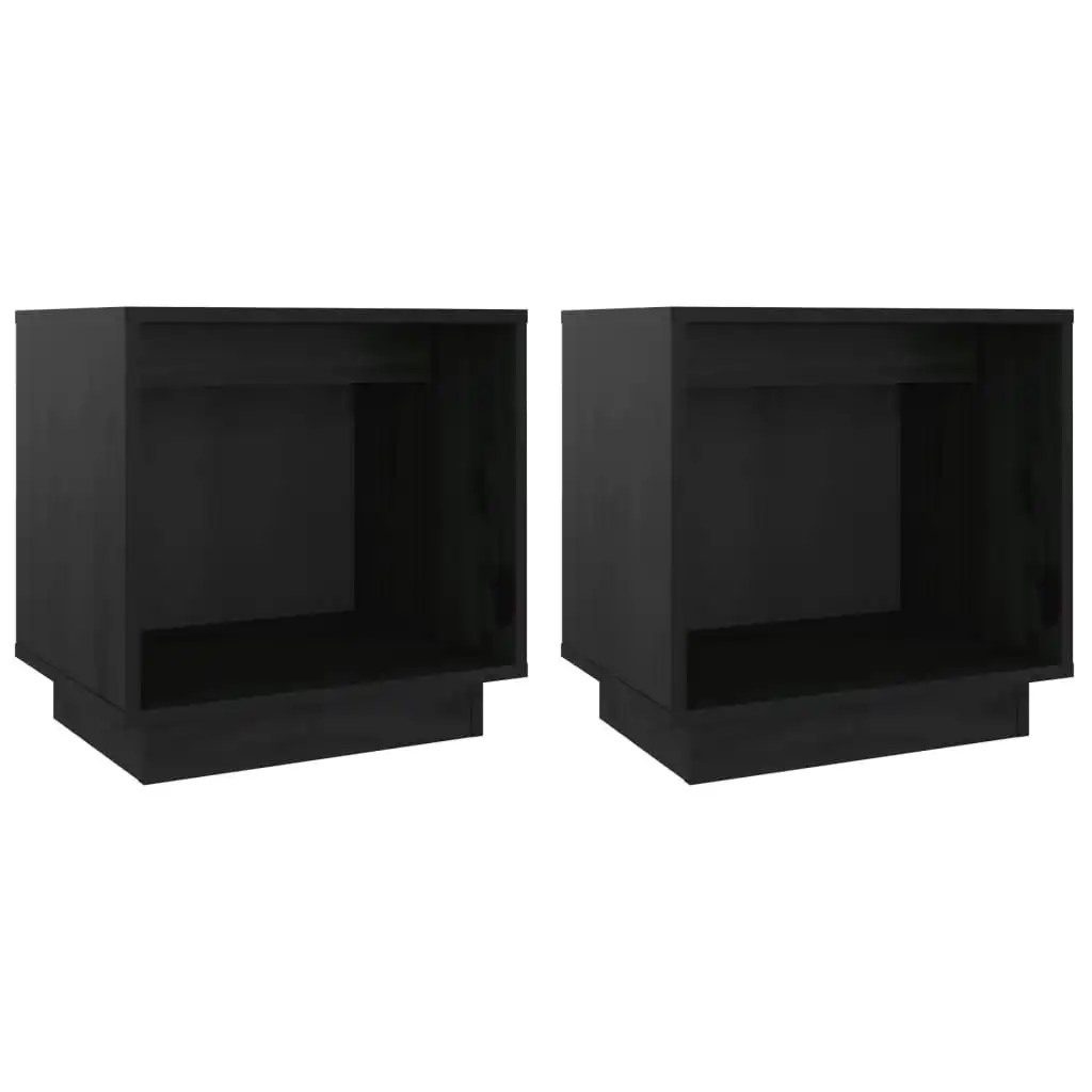 Bedside Cabinets 2 pcs Black 40x30x40 cm Solid Wood Pine 813344