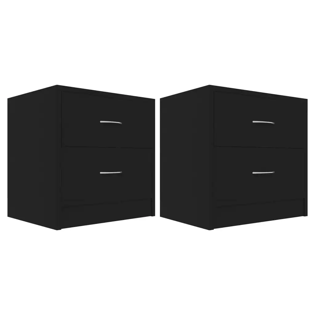 Bedside Cabinets 2 pcs Black 40x30x40 cm Engineered Wood 801038