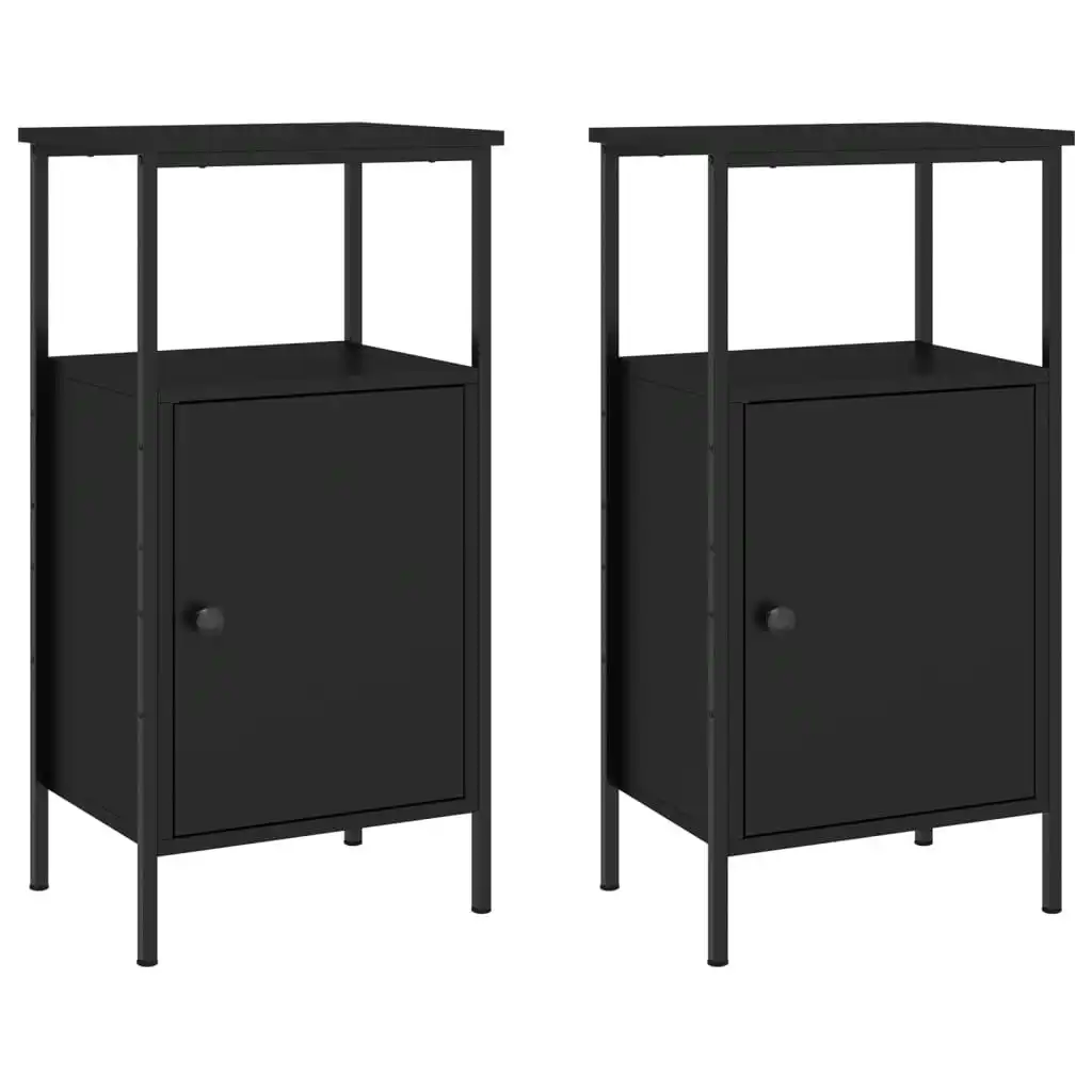 Bedside Cabinets 2 pcs Black 41x31x80 cm Engineered Wood 825924