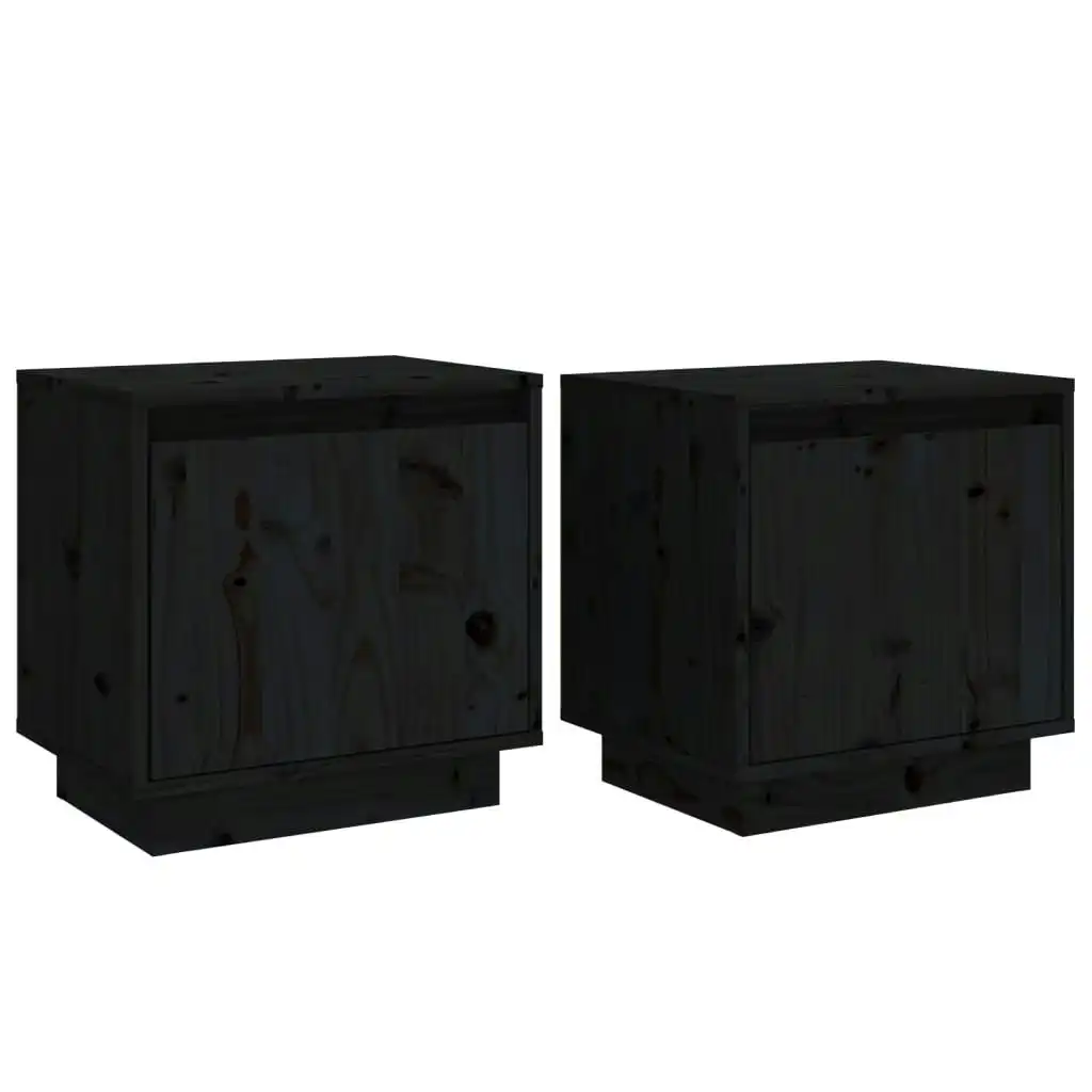 Bedside Cabinets 2 pcs Black 40x30x40 cm Solid Wood Pine 813314