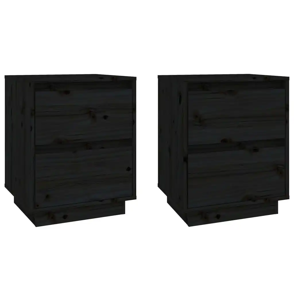 Bedside Cabinets 2 pcs Black 40x35x50 cm Solid Wood Pine 813324