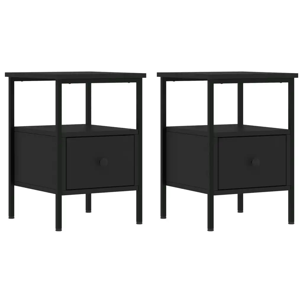 Bedside Cabinets 2 pcs Black 34x36x50 cm Engineered Wood 826044