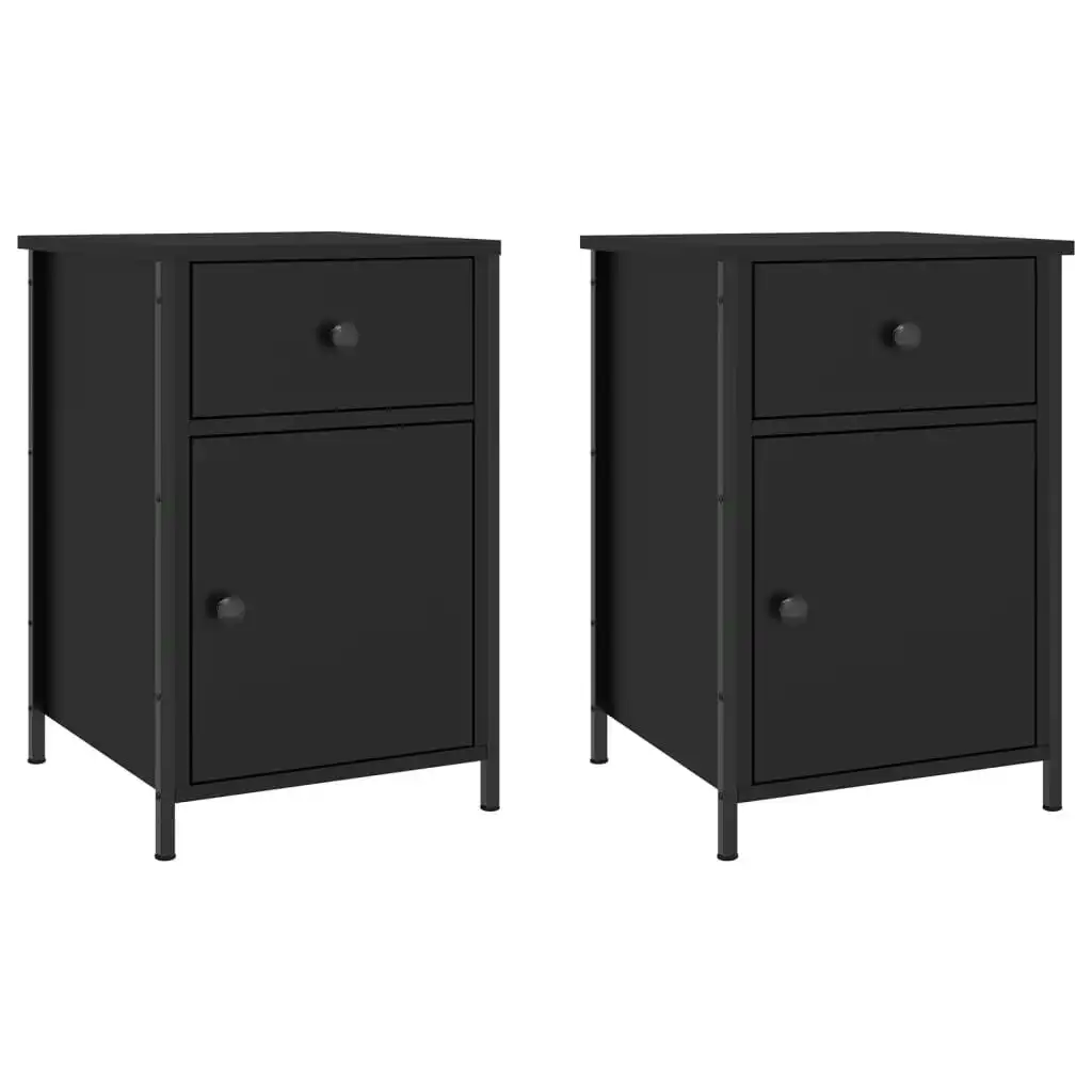 Bedside Cabinets 2 pcs Black 40x42x60 cm Engineered Wood 825904