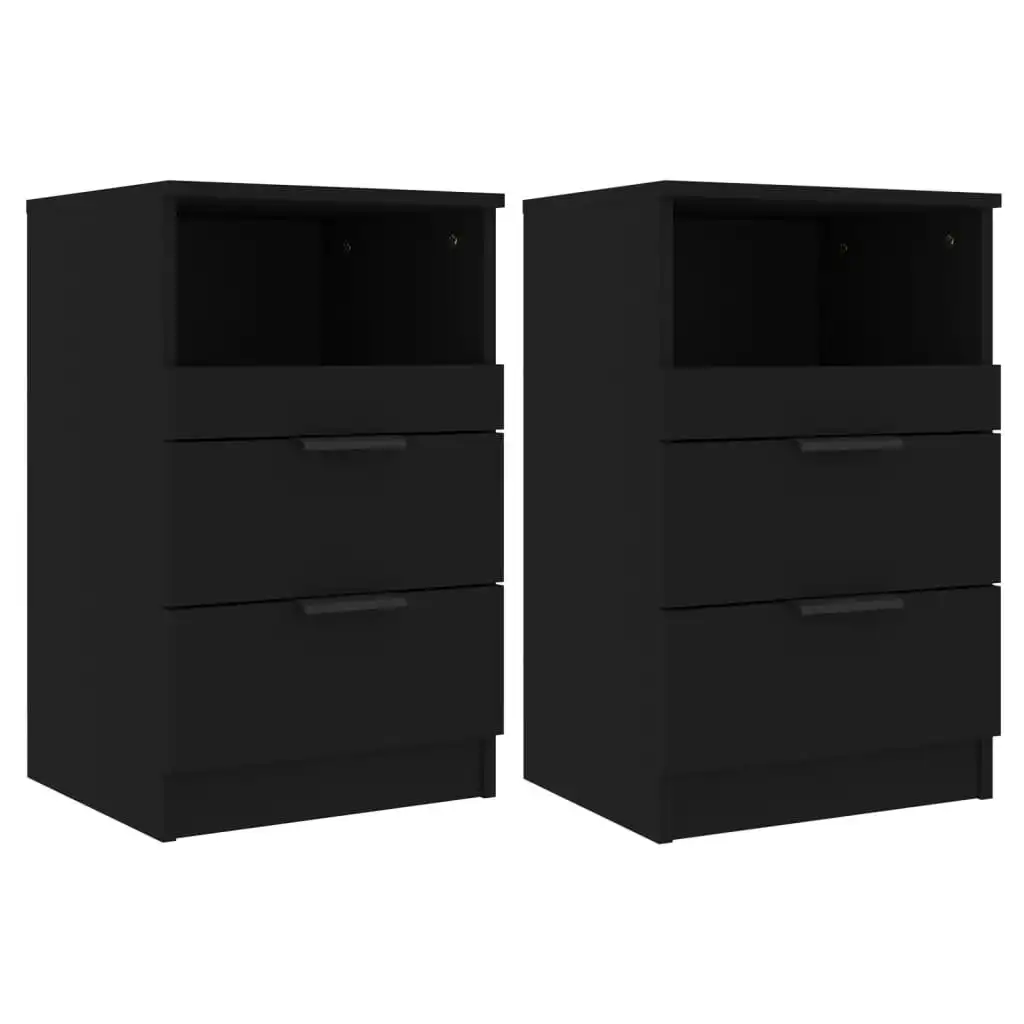 Bedside Cabinets 2 pcs Black Engineered Wood 811235