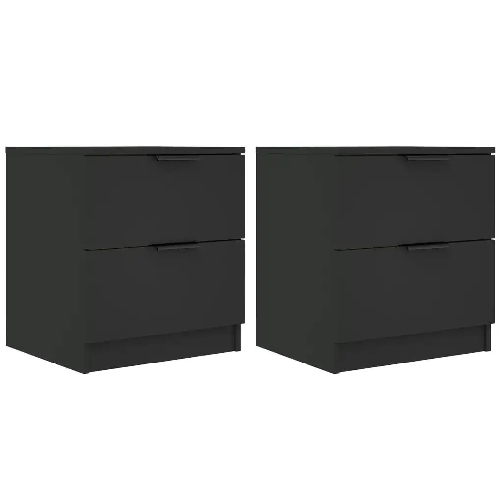 Bedside Cabinets 2 pcs Black Engineered Wood 811217