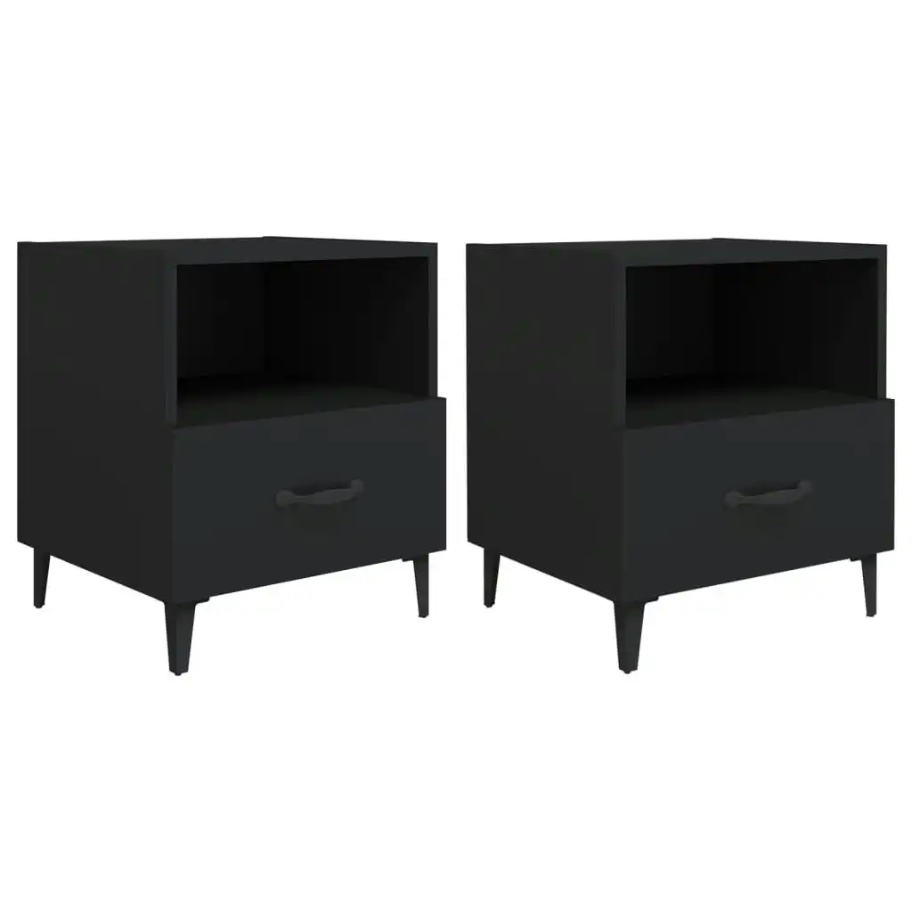 Bedside Cabinets 2 pcs Black Engineered Wood 812027