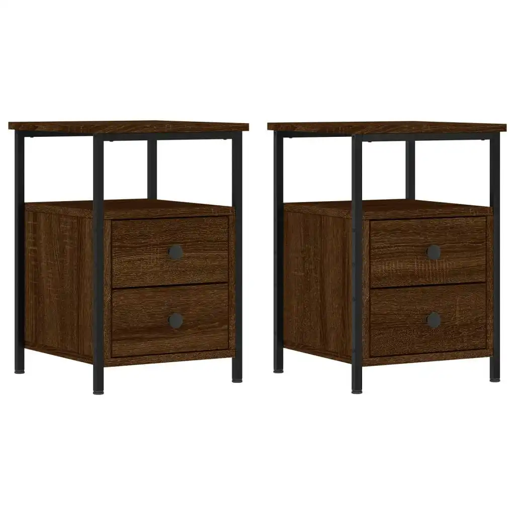 Bedside Cabinets 2 pcs Brown Oak 34x35.5x50 cm Engineered Wood 826022