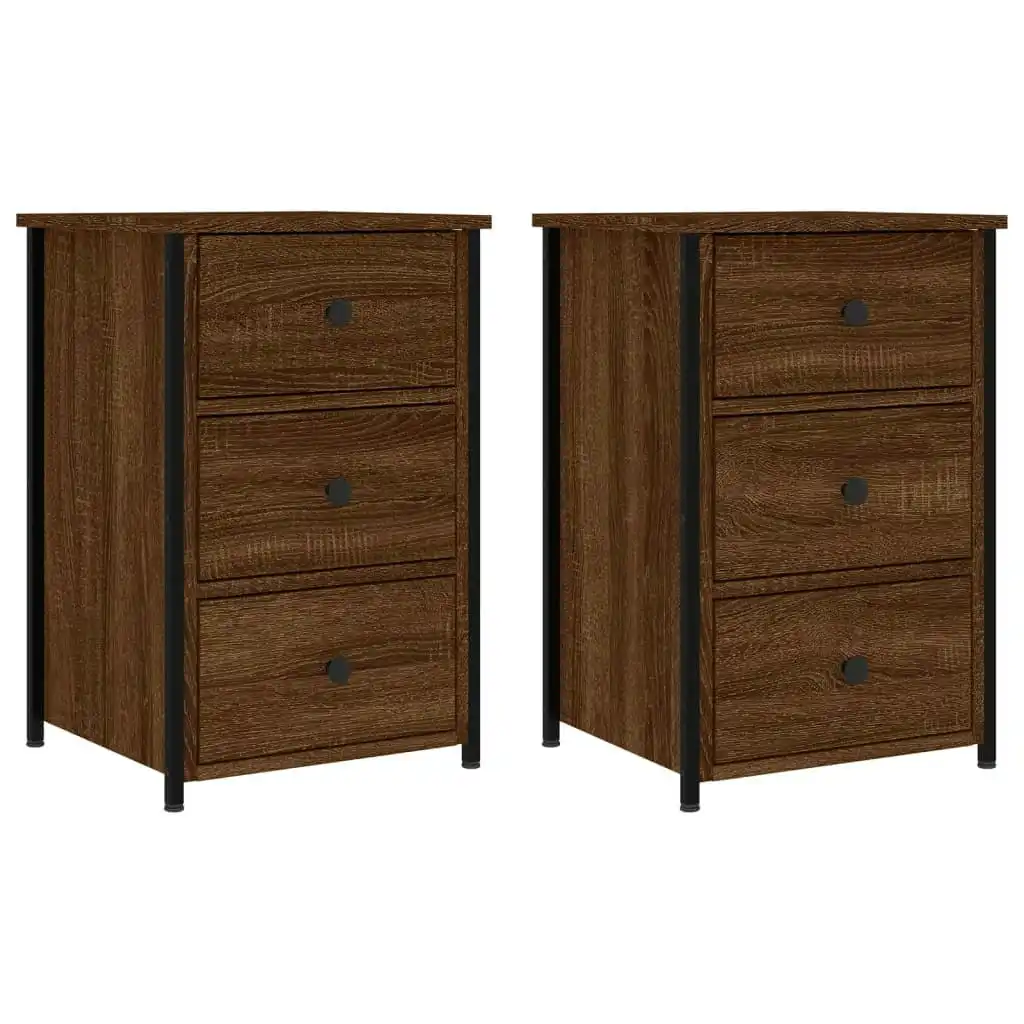 Bedside Cabinets 2 pcs Brown Oak 40x36x60 cm Engineered Wood 826002