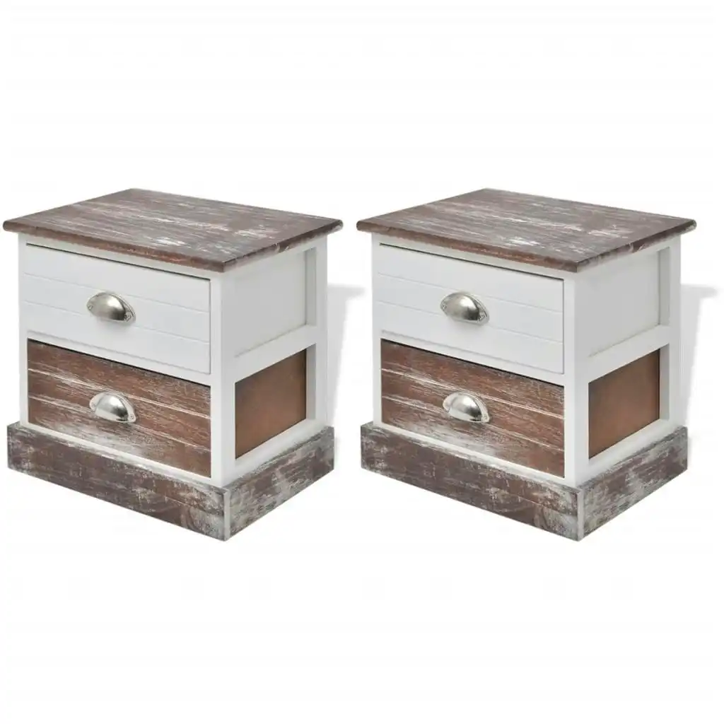 Bedside Cabinets 2 pcs Brown and White 242885