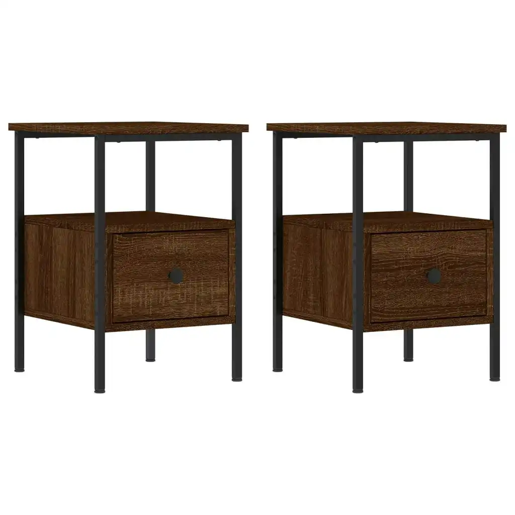 Bedside Cabinets 2 pcs Brown Oak 34x36x50 cm Engineered Wood 826052