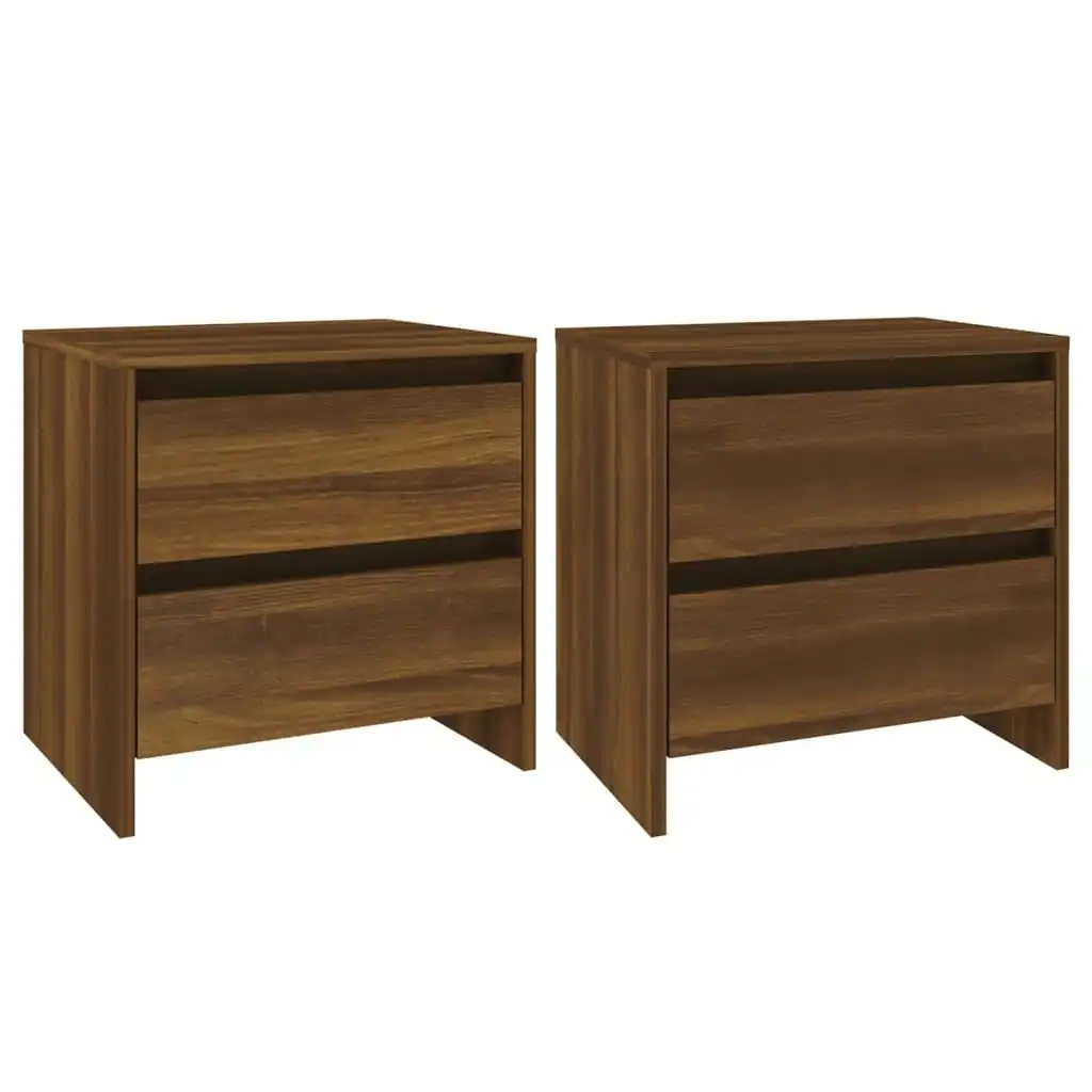 Bedside Cabinets 2 pcs Brown Oak 45x34.5x44.5 cm Engineered Wood 813043