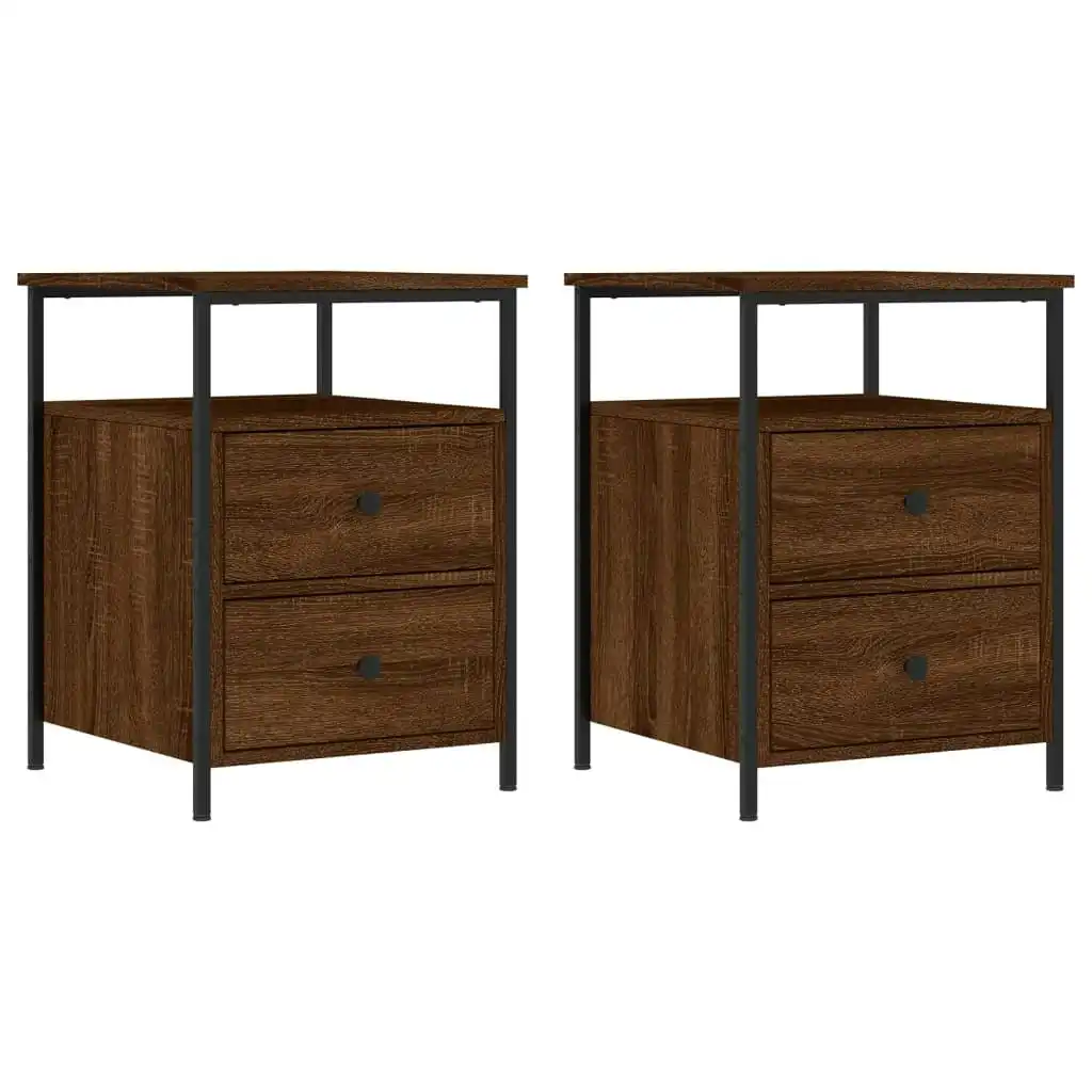 Bedside Cabinets 2 pcs Brown Oak 44x45x60 cm Engineered Wood 826012