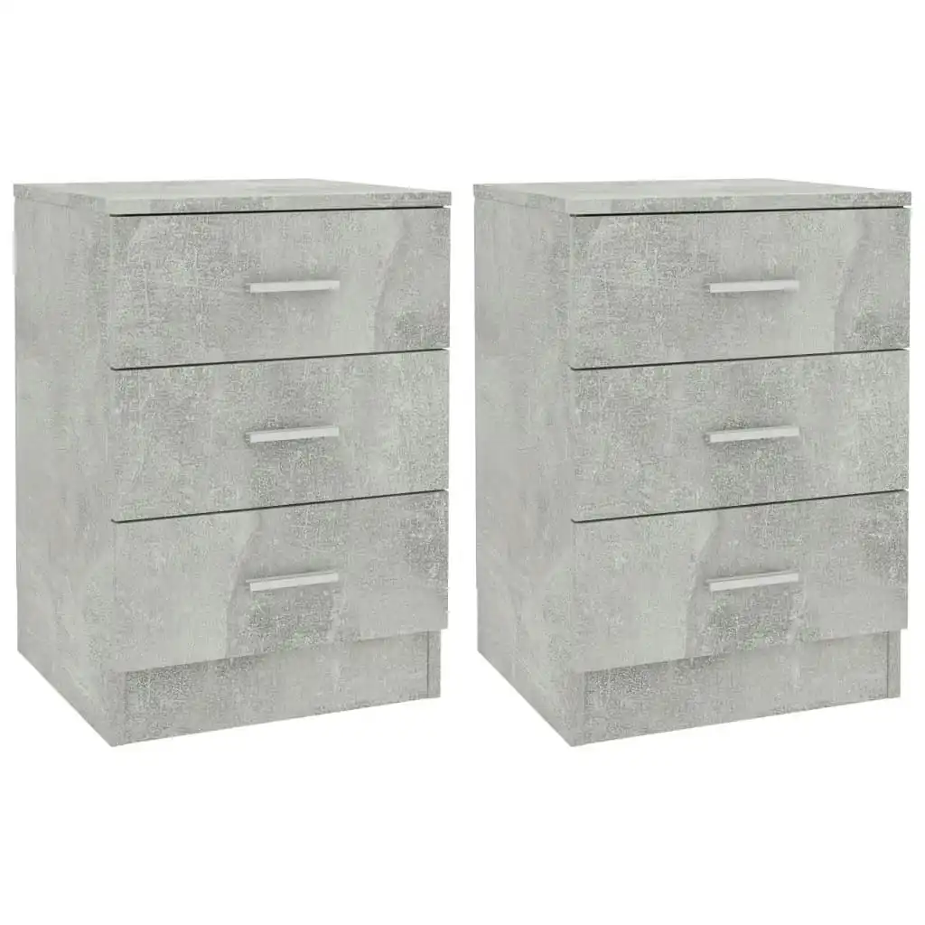 Bedside Cabinets 2 pcs Concrete Grey 38x35x56 cm Engineered Wood 800459