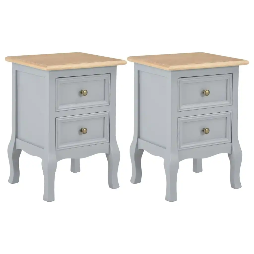 Bedside Cabinets 2 pcs Grey 35x30x49 cm MDF 280039