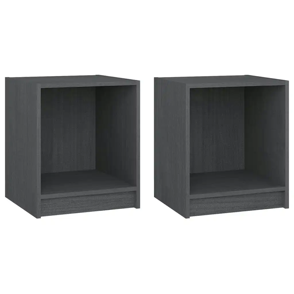 Bedside Cabinets 2 pcs Grey 35.5x33.5x41.5 cm Solid Pinewood 809924