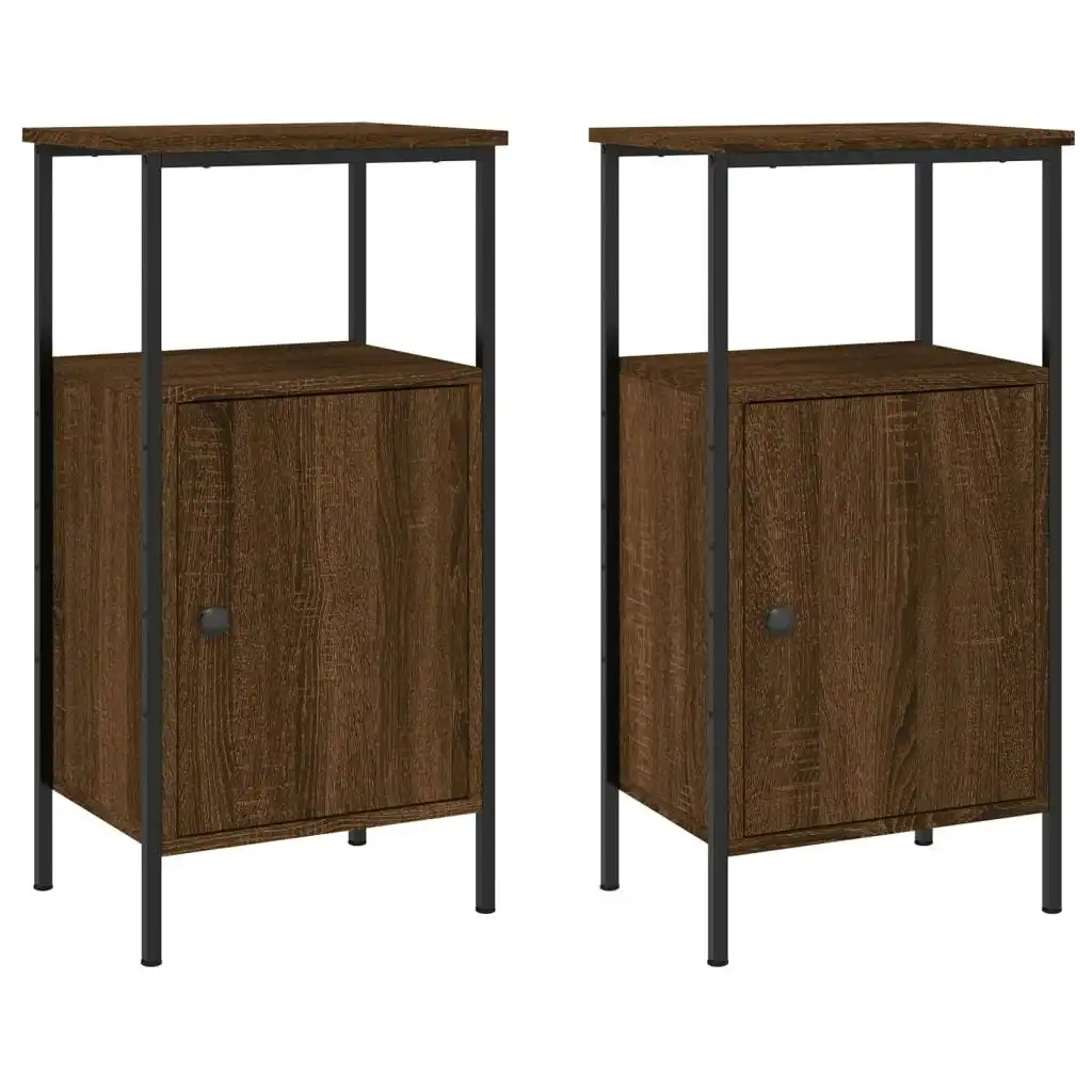 Bedside Cabinets 2 pcs Brown Oak 41x31x80 cm Engineered Wood 825932