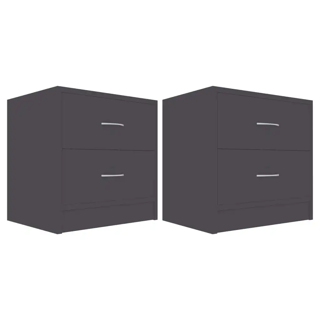 Bedside Cabinets 2 pcs Grey 40x30x40 cm Engineered Wood 801040